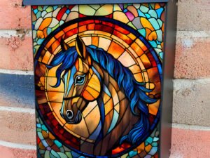 Stained Glass Horse Colonial Mailbox Cover