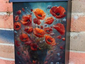 Evening Poppies Colonial Mailbox Cover