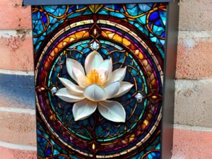 Stained Glass Magnolia Colonial Mailbox Cover