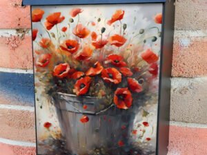 Poppies in the Bucket Colonial Mailbox Cover