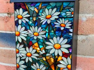 Stained Glass Daisies 2 Colonial Mailbox Cover