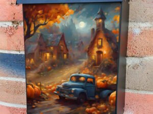 Blue Pumpkin Truck Colonial Mailbox Cover