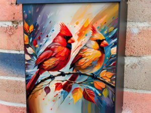 Pretty Cardinal Couple on the Tree Colonial Mailbox Cover