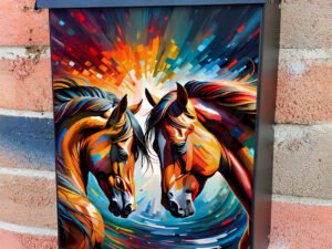 Native Horse Couple Colonial Mailbox Cover