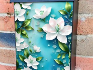 Cute White Flowers Colonial Mailbox Cover