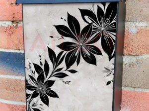 Black Rustic Flowers Colonial Mailbox Cover