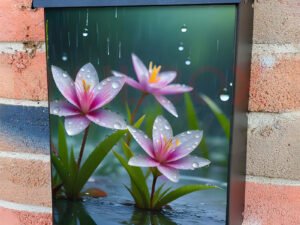 Raindrops Falling on the Flowers Colonial Mailbox Cover