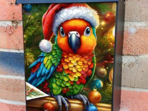 Cute Christmas Parrot Colonial Mailbox Cover