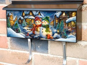 Snowman Couple at the Cottage Townhouse Mailbox Cover