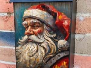 Rustic Santa Portrait Colonial Mailbox Cover