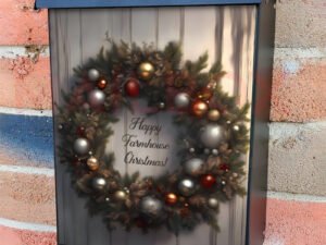 Farmhouse Christmas Wreath Colonial Mailbox Cover
