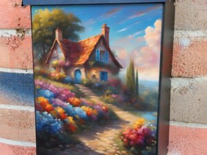 Seaside Cottage and Flowers Colonial Mailbox Cover