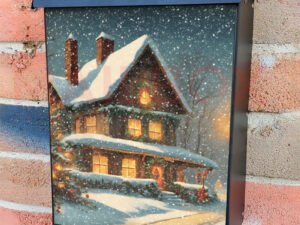 Vintage Christmas Cottage Colonial Mailbox Cover