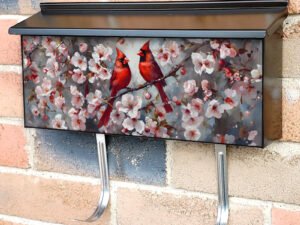 Red Cardinals on the Cherry Tree Townhouse Mailbox Cover