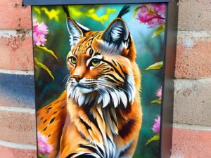 Lynx Within the Flowers Colonial Mailbox Cover