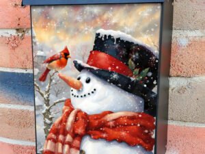 Cute Snowman with a Cardinal Colonial Mailbox Cover