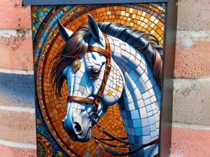 Beautiful Mosaic White Stallion Colonial Mailbox Cover