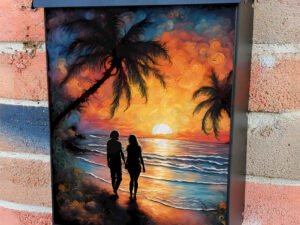 Couple in the Tropical Paradise Colonial Mailbox Cover