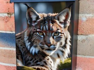 Beautiful Lynx in the Forest Colonial Mailbox Cover