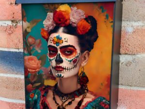 Sugar Skull Frida Kahlo Colonial Mailbox Cover