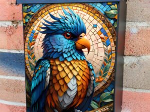Colorful Mosaic Parrot Colonial Mailbox Cover