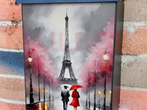 Couple Walking in the Rain in Paris Colonial Mailbox Cover