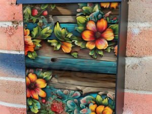 Wooden Flower Design Colonial Mailbox Cover