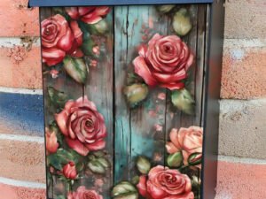 Rustic Pink Roses Colonial Mailbox Cover