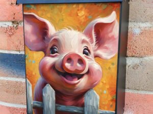 Little Farmhouse Piglet Colonial Mailbox Cover