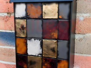 Modern Abstract Grungy Squares Colonial Mailbox Cover