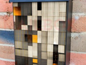 Gold and Grey Abstract Art Colonial Mailbox Cover