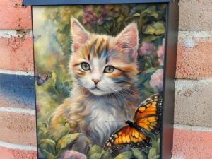 Young Cat in the Garden Colonial Mailbox Cover