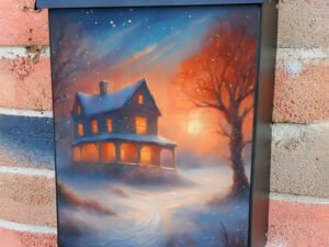 Country Winter Sunset Colonial Mailbox Cover