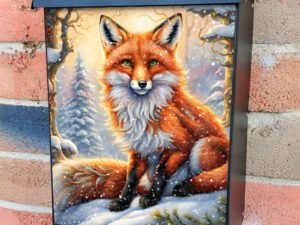 Fox in the Snowy Forest Colonial Mailbox Cover