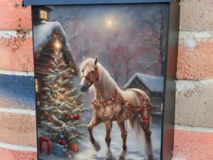 Christmas Farmhouse Horse Colonial Mailbox Cover