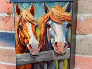 Cute Horse Family Colonial Mailbox Cover