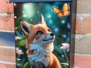 Cute Fox and Butterfly Colonial Mailbox Cover