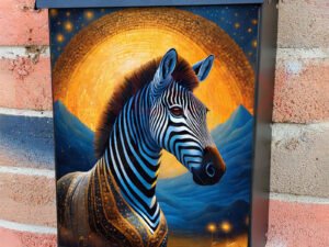 Beautiful Zebra in the Moonlight Colonial Mailbox Cover