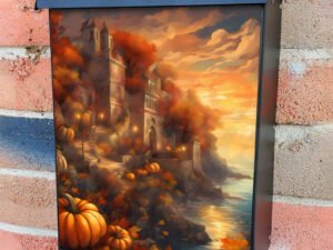 Seaside Autumn Castle Colonial Mailbox Cover
