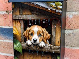 Rainy Summer Day with a Puppy Colonial Mailbox Cover