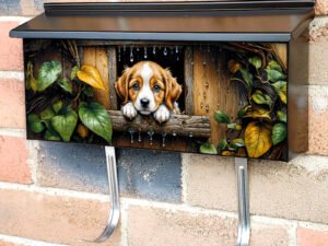Rainy Summer Day with a Puppy Townhouse Mailbox Cover