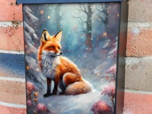 Winter Fox in the Forest Colonial Mailbox Cover