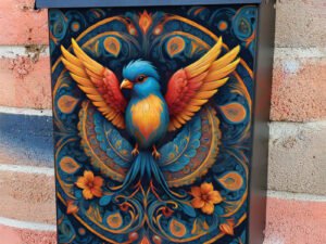 Folk Bird Mandala Colonial Mailbox Cover