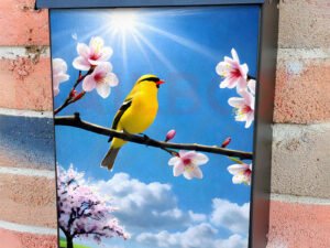 Yellow Spring Bird Colonial Mailbox Cover