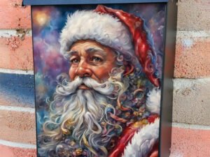 Whimsical Santa Portrait Colonial Mailbox Cover