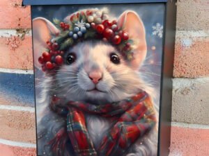 Cute Little Christmas Mouse Colonial Mailbox Cover