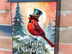 Winter Cardinal in Top Hat Colonial Mailbox Cover