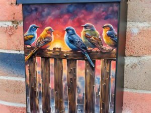 Pretty Sunset Birds Colonial Mailbox Cover