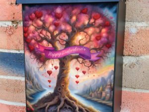 Valentine’s Day Tree with Hearts Colonial Mailbox Cover
