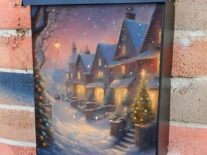 Snowy Winter Town Colonial Mailbox Cover